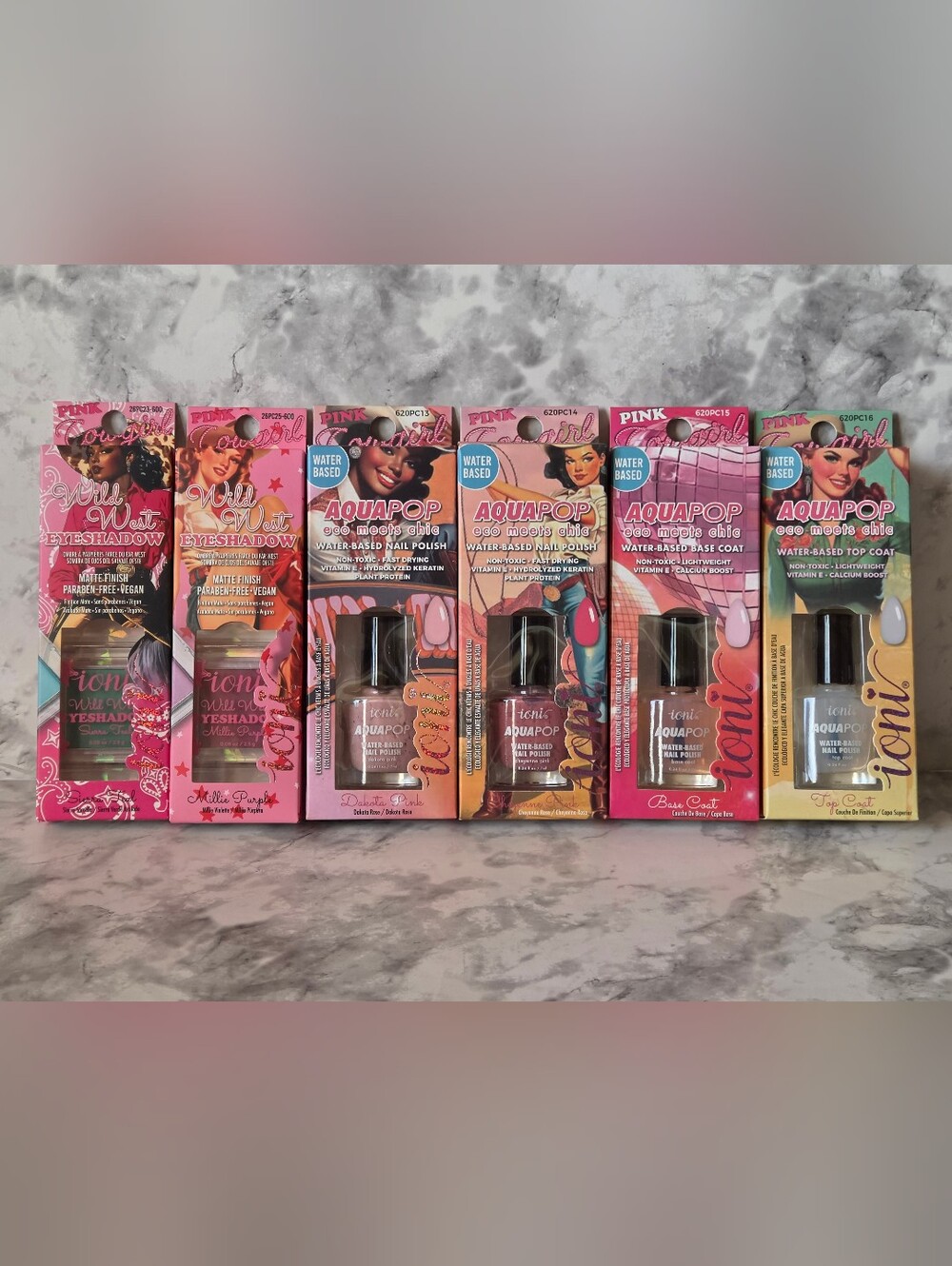 Pink Cowboy & Wild West Aquapop Nail Polish & Eyeshadow Set of 6 – Pink Shades